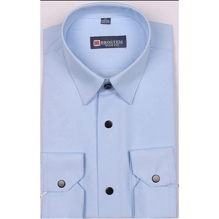 Рубашка цвет Голубой код 24007  длинный рукав, кнопки, Slim fit