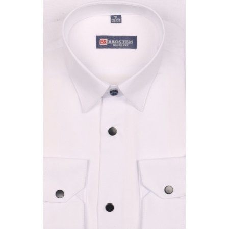 Рубашка цвет Белый код 24005  длинный рукав, кнопки, Slim fit